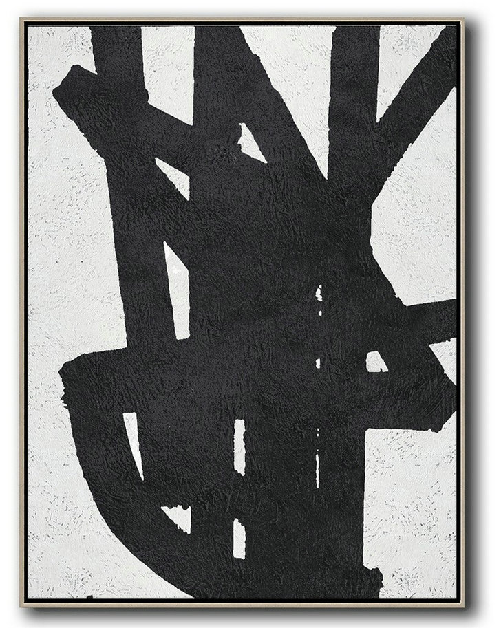 Art Work,Black And White Minimal Painting On Canvas - Modern Art Oil Painting